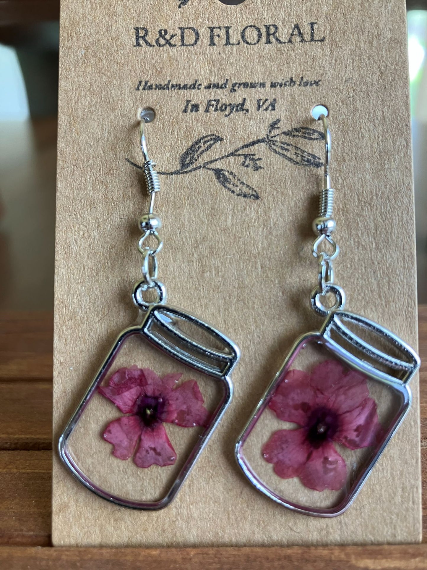 Verbena pink Mason Jar Earrings