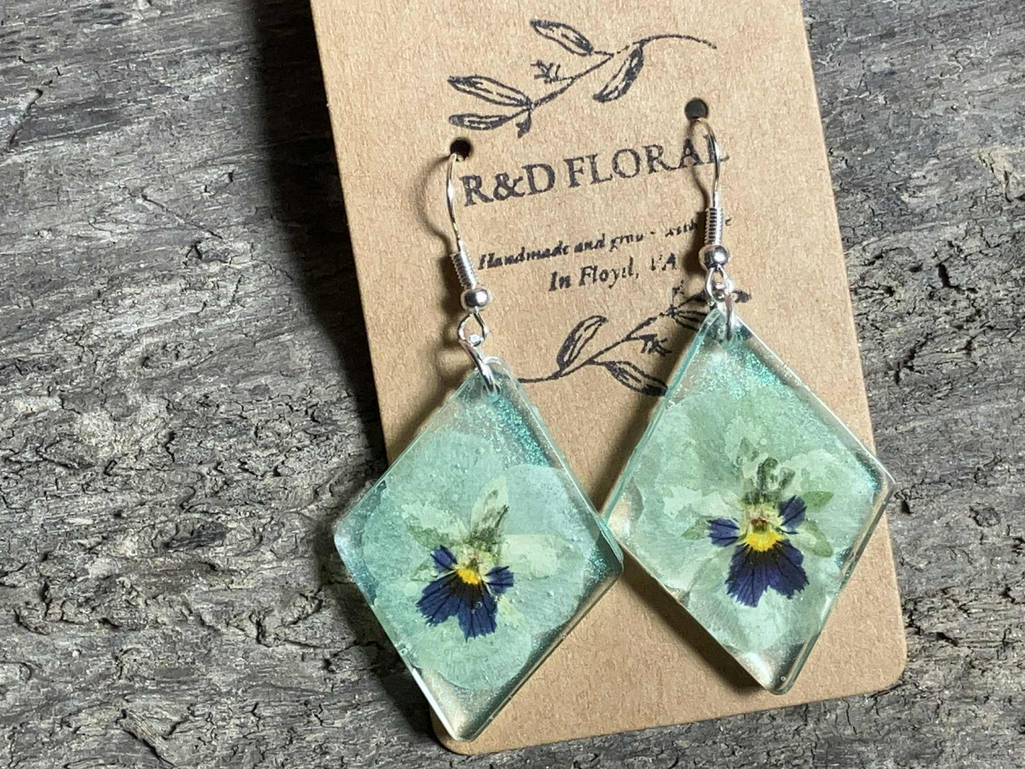Shimmer Pansy Resin Earring