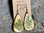 Light Wood Artemisia Resin Pendant Earring — Real Preserved Wormwood on Pale Charred Wood | Grown & Handmade in Floyd, Virginia