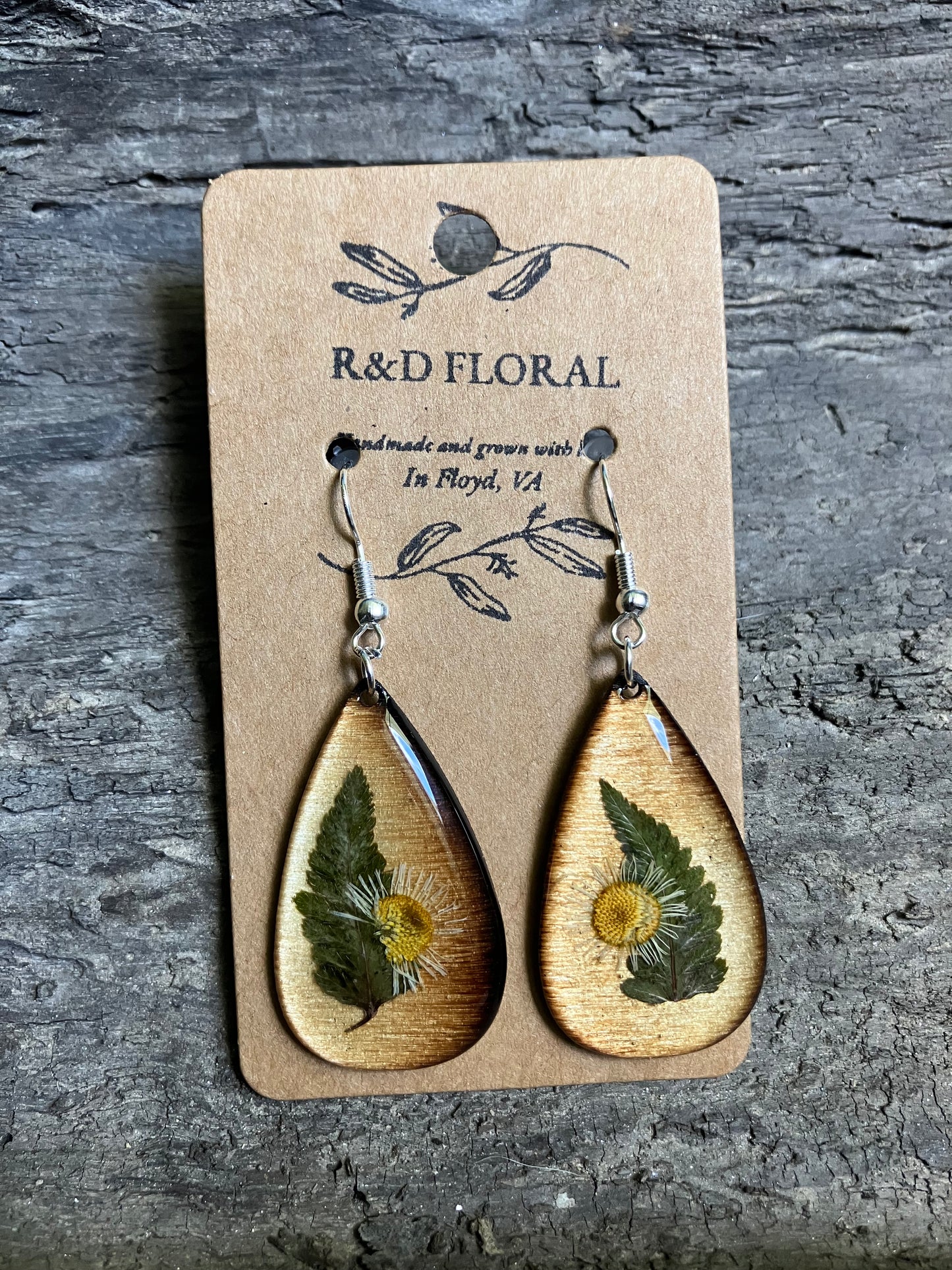 Earth and Sun Wooden earring
