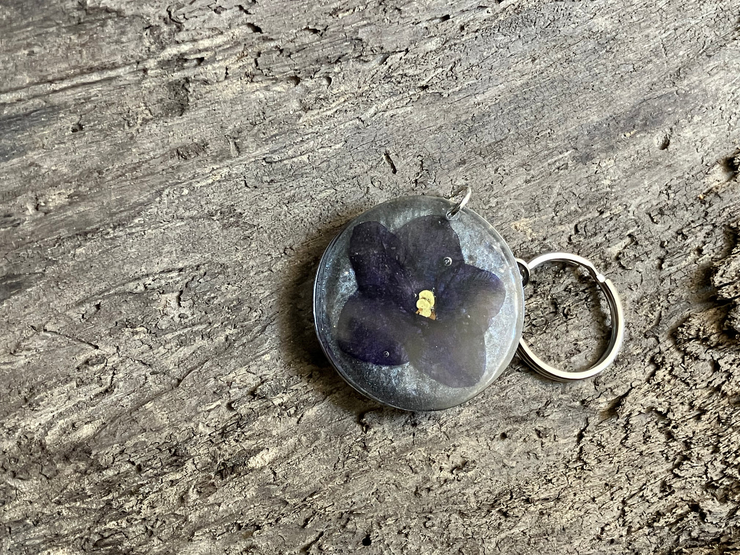 African Violet keychain
