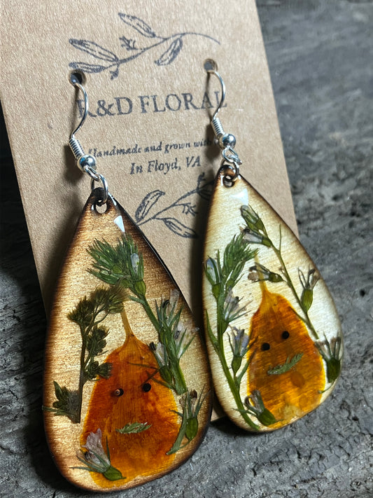 Pumpkin Wood Earrings