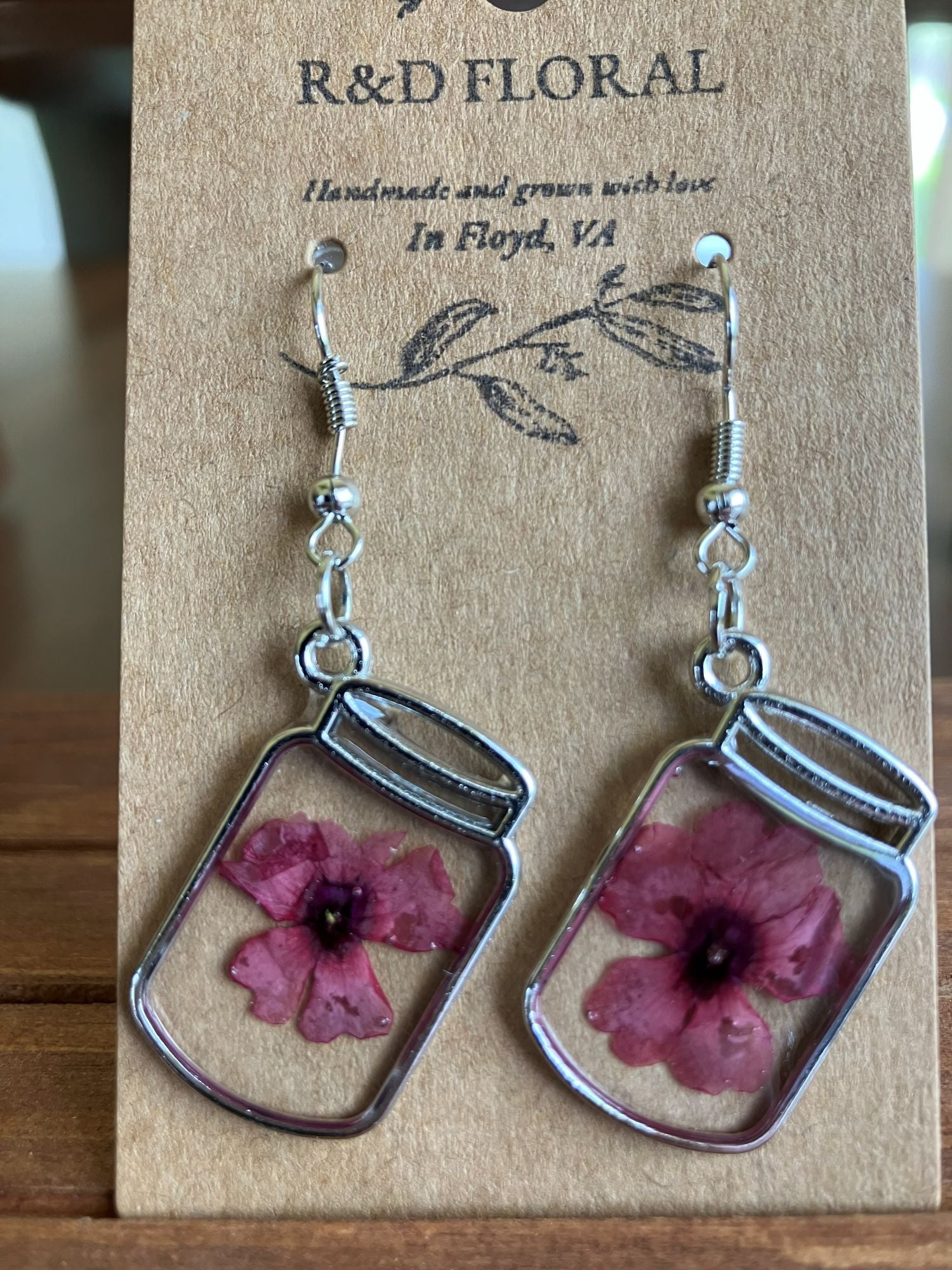 Verbena pink Mason Jar Earrings
