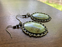 Queen Anne's Lace Victorian Oval Earrings — Real Wildflower Resin Earrings Handcrafted in Virginia