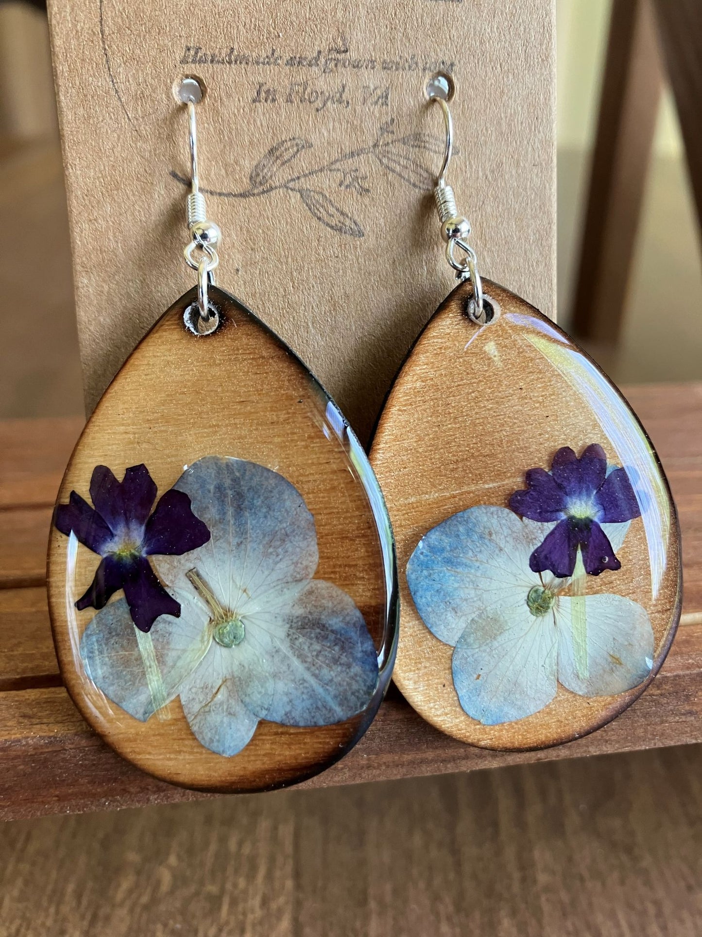 Verbena & Hydrangea Teardrop Earrings