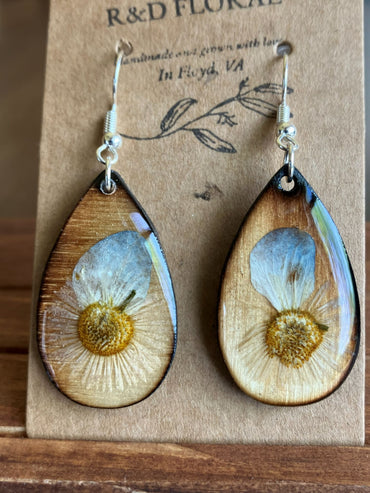 Daisy & Hydrangea Petal Shield Earrings  1