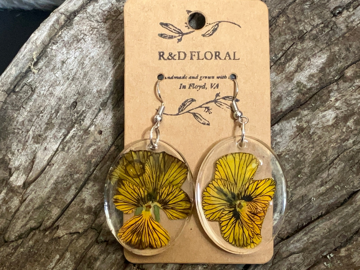Tiger Eye Pansy Resin Earring