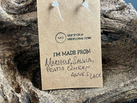 Marigold, Salvia, Pratia & Queen Anne's Lace Wooden Resin Earrings — Real Four-Botanical Drop Earrings | Handmade in Floyd, Virginia
