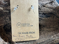 Fern, Zinnia, Thistle & Solidago Wooden Resin Earrings — Real Four-Botanical Drop Earrings | Handmade in Floyd, Virginia