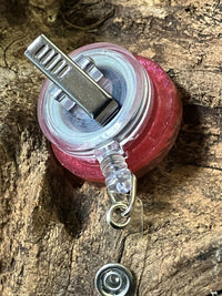 Wormwood Badge Reel — Real Pressed Artemisia Resin ID Clip | Handmade Herbal Botanical Accessory, Floyd Virginia