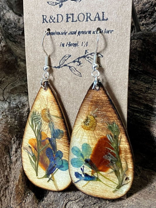 Lobelia, Wormwood & Marigold Wooden Earrings