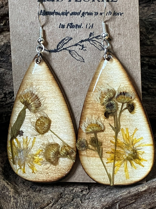 Wild Daisy & Dandelion Wooden Earrings