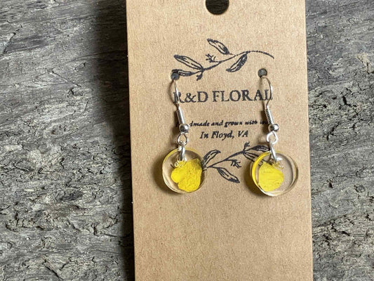 Buttercup petal resin earring