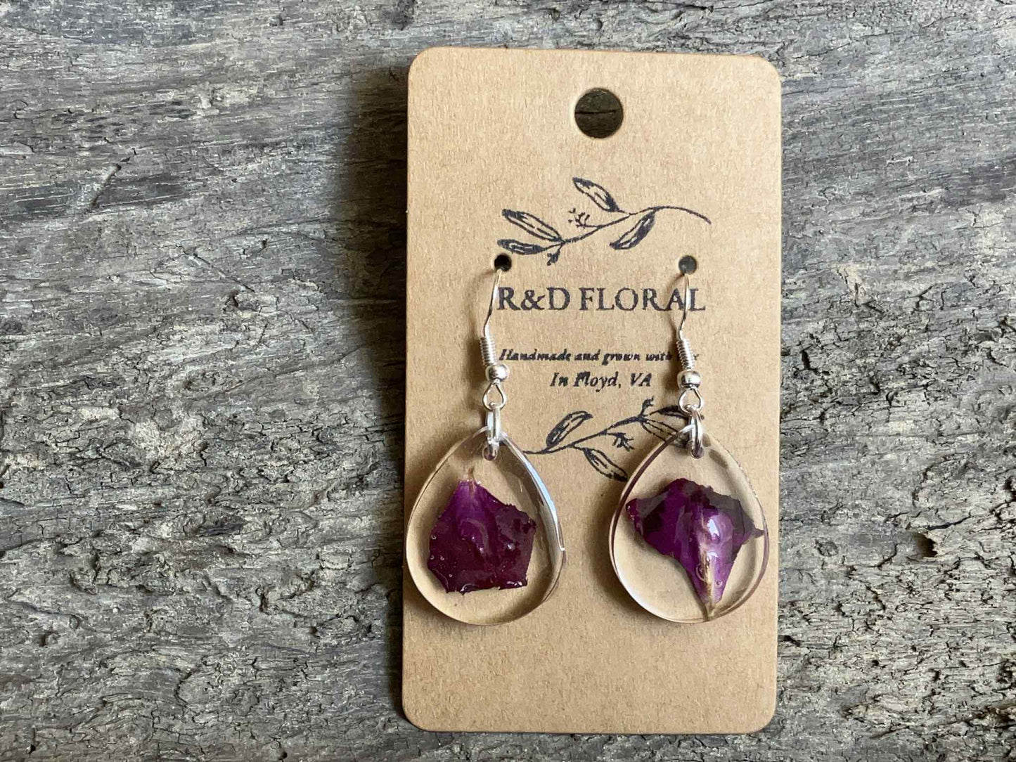 Rose Petal Resin Earrings