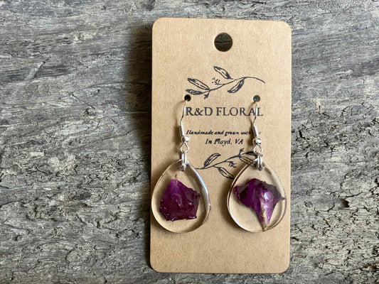 Rose Petal Resin Earrings