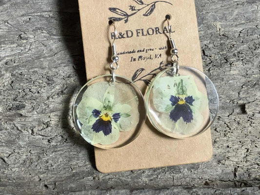 Pansy Round Resin Earrings